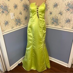 sparkle lime green strapless prom full length mermaid formal dress size 12